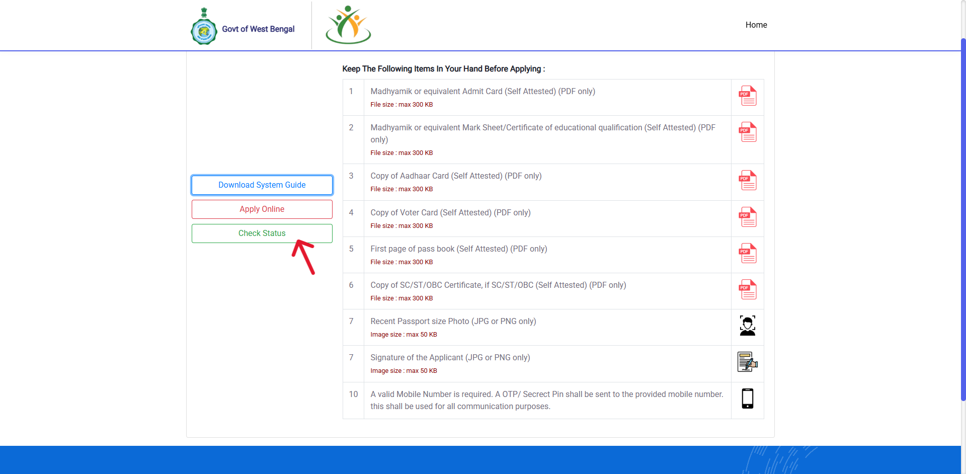 Yuva Sathi Prakalpa Status Check